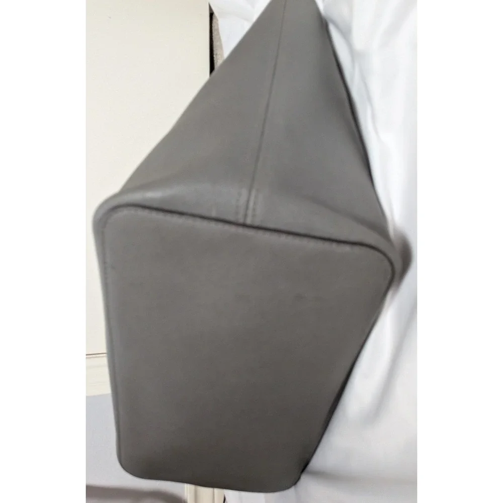 Michael Kors Jet Set Travel Tote Grey Saffiano Leather Large Shoulder Bag Silver